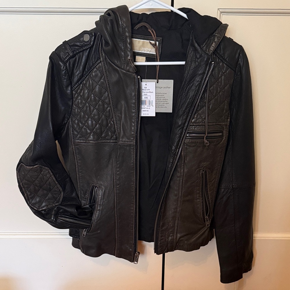 Michael Kors Black Quilted Leather Jacket